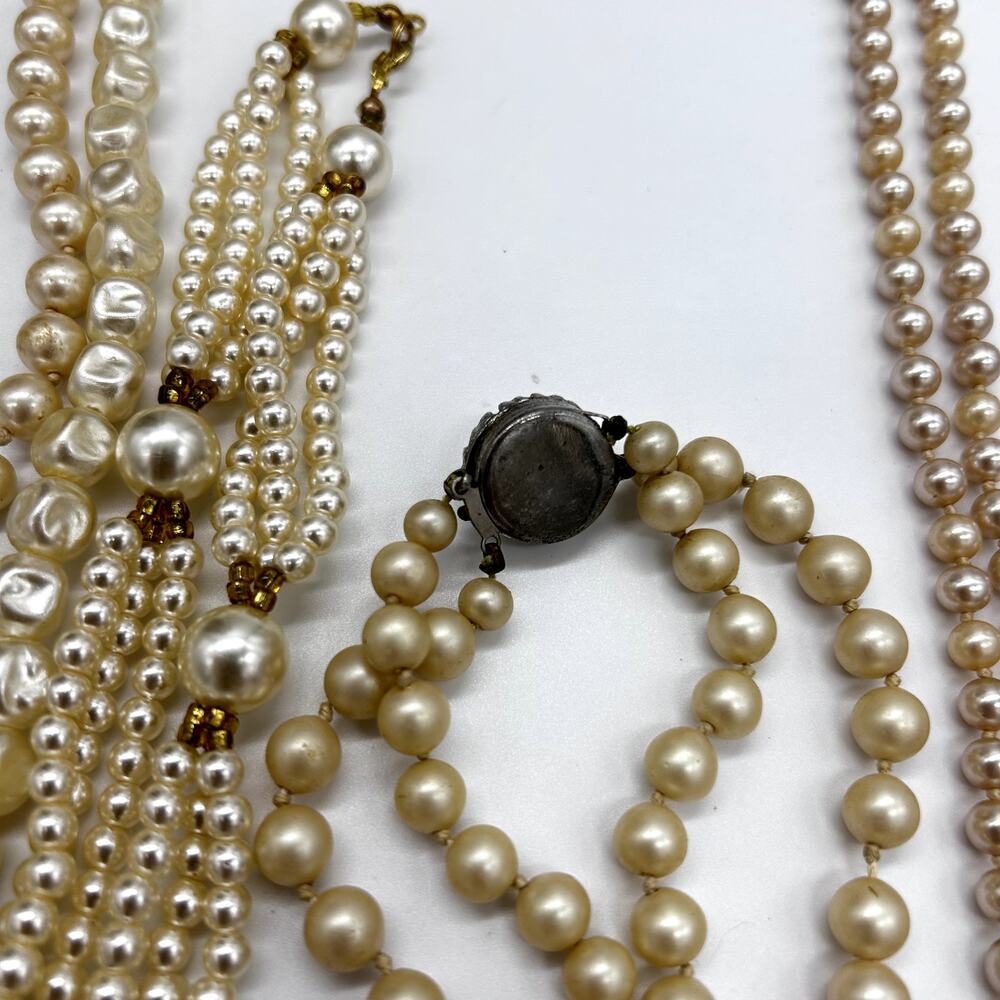 Vintage Faux Pearl Necklace Lot Bundle 50's 60's Retro Costume Jewelry VTG - Picture 11 of 12